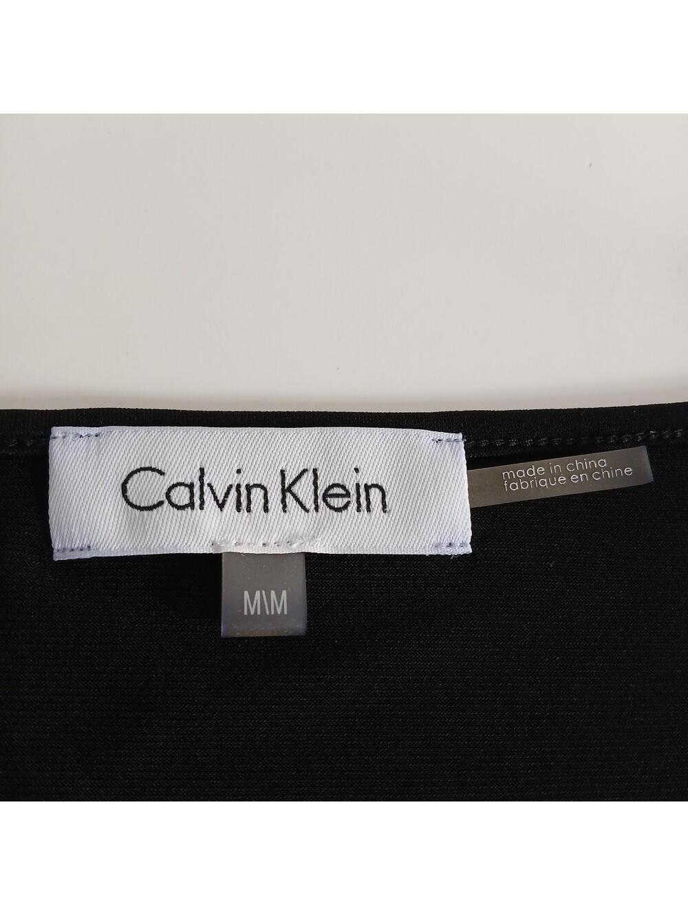 Calvin Klein Black Draped Neck Tank Top Women Medium Stretch Sleeveless - Picture 4 of 8